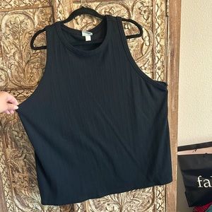 BLACK RIBBED TANKTOP